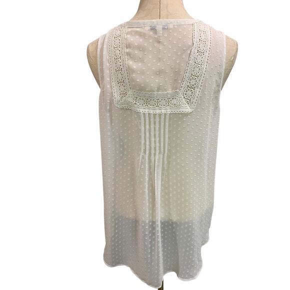 Large Black Rainn Womens Sheer White Sleeveless Blouse Lace - Picture 5 of 9